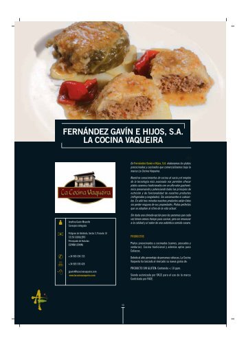 FERNÃNDEZ GAVÃN E HIJOS, S.A. LA COCINA VAQUEIRA - Asturex