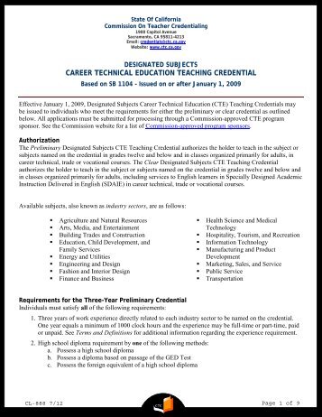 Designated Subjects Career Technical Education - Commission on ...