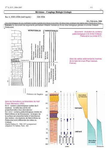 RÃ©visions â Couplage Biologie GÃ©ologie