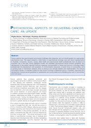 PSYCHOSOCIAL ASPECTS OF DELIVERING CANCER CARE: AN UPDATE - Cancer ...