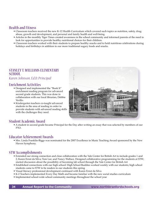 Annual Report of the Superintendent - North Branford Public Schools