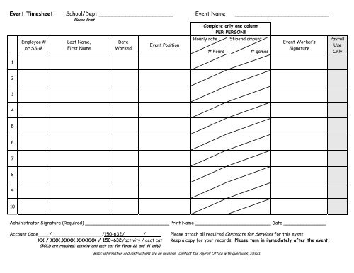 Event Timesheet