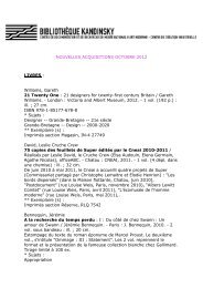 NOUVELLES ACQUISITIONS OCTOBRE 2012 ... - Centre Pompidou