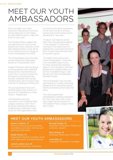 Touchstone Autumn 2013 - Cerebral Palsy League