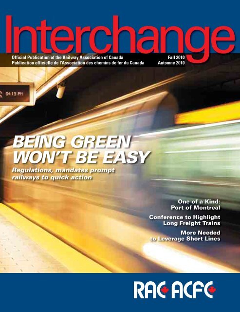 Being Green Won T Be Easy Railway Association Of Canada