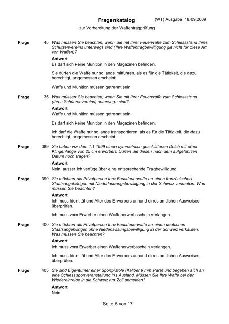 Fragenkatalog zur Vorbereitung der WaffentragprÃ¼fung