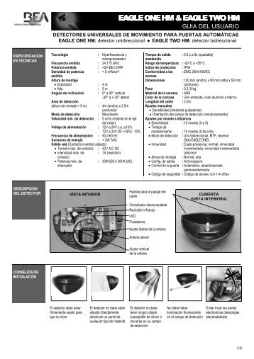 Manual EAGLE ONE & TWO HM PDF | 366 Ko - BEA Pedestrian