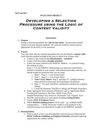 467 Selection Project Instructions (pdf)