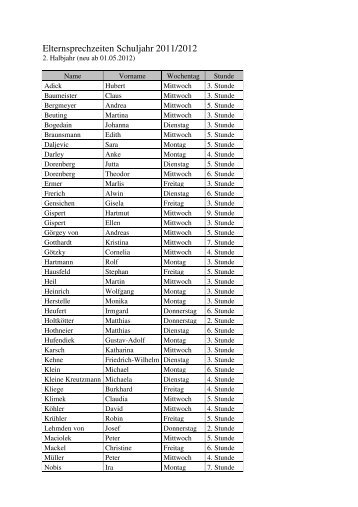 Elternsprechzeiten Schuljahr 2011/2012 - Gymnasium ...