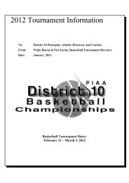 2012 Tournament Information - PIAA District 10