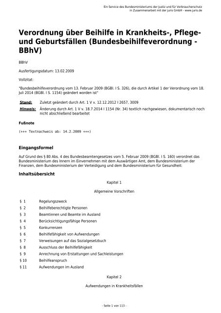 Bundesbeihilfeverordnung - BBhV