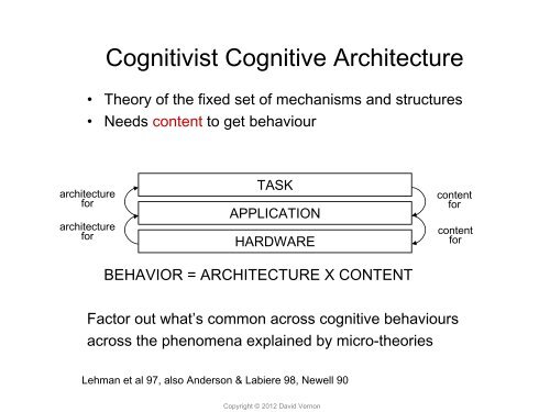 The Function and Characteristics of a Cognitive ... - David Vernon