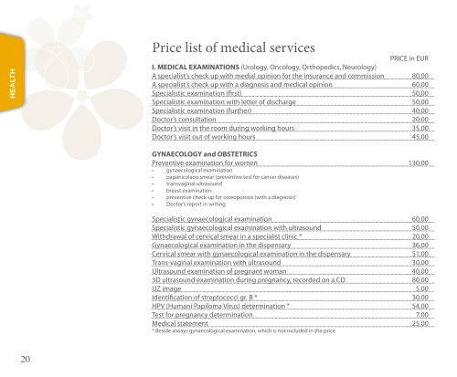 Price list 2011