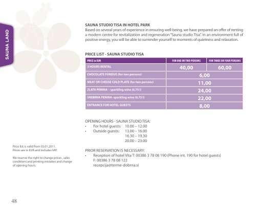 Price list 2011