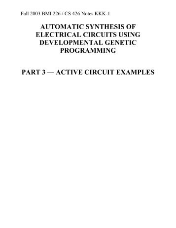 Active Circuits - Genetic Programming Inc.