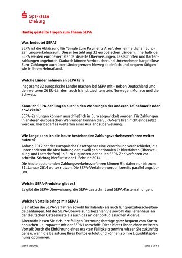 SEPA-FAQs - Sparkasse Dieburg