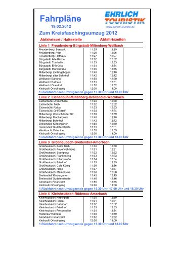 Fahrplan Kreisumzug - Ehrlich Touristik