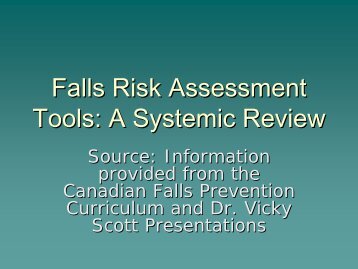 Falls Risk Assessment Tools