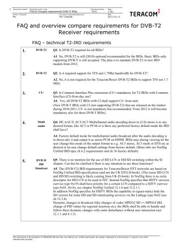 Digital Terrestrial TV Receiver Specification - Boxer