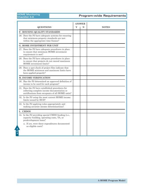 Humv Checklist Program-Wide Requirements Checklist - HUD