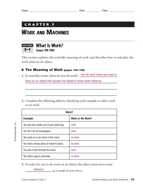 Ch. 5 Work and Machines - jflaherty1@kleinisd.net