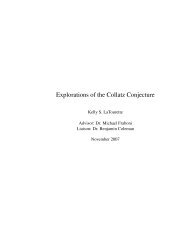 Explorations of the Collatz Conjecture - Moravian College