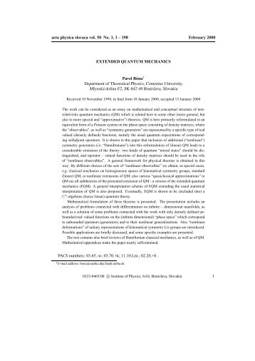 acta physica slovaca vol. 50 No. 1, 1 â 198 February 2000 - physics.sk