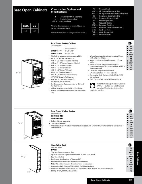 Kraftmaid 021 Base Open Cabinet