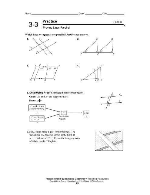 Parallel Lines Proofs Worksheet Answers