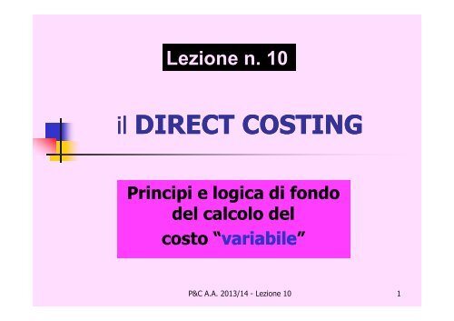 DIRECT COSTING