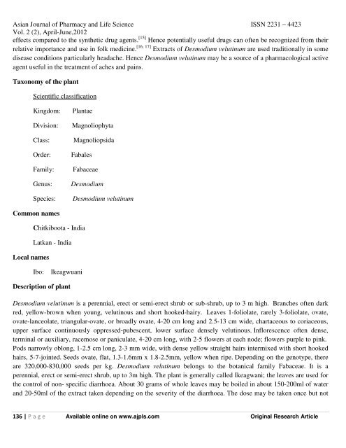 antipyretic and phytochemical evaluation of the ethanol