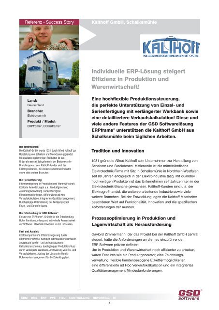 ausführliche Success-Story als PDF ... - GSD Software mbH