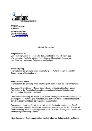 Infoblatt Tschechien - Visumland