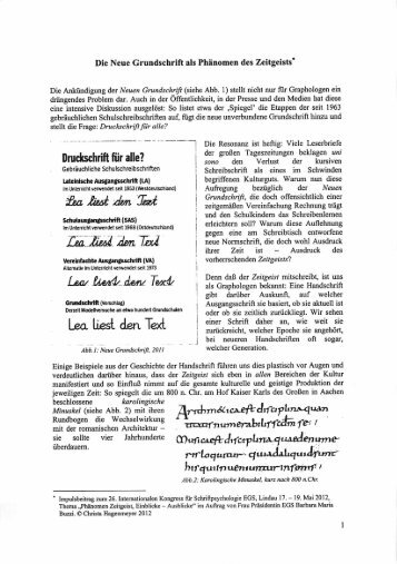 Die neue Grundschrift als Phänomen des Zeitgeists - Graphologie ...