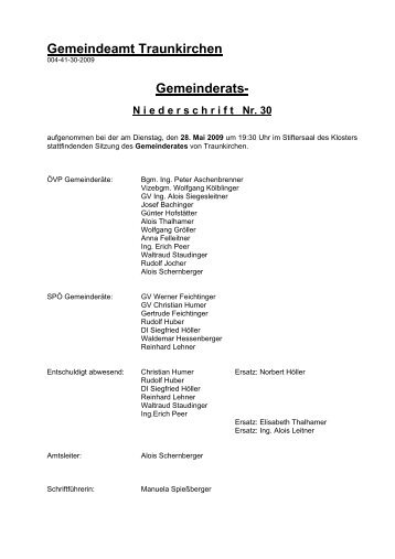 Gemeinderat Sitzungsprotokoll 30/2003 (17 KB) - .PDF - Traunkirchen