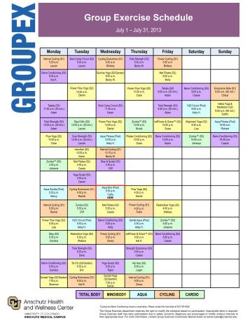 Group Exercise Schedule - Anschutz Health and Wellness Center