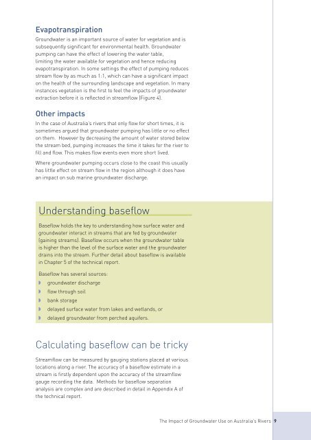 The Impact of Groundwater Use of Australias Rivers