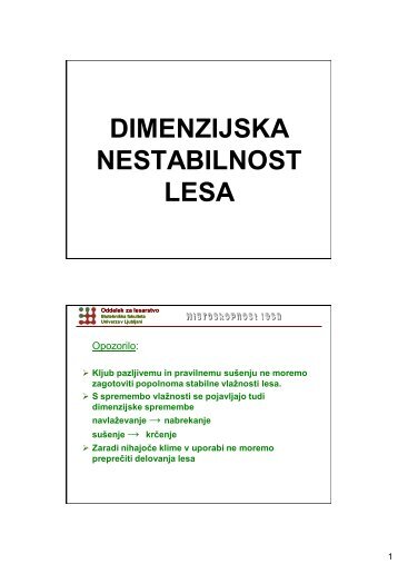 dimenzijska stabilnost lesa - Oddelek za lesarstvo - Univerza v ...