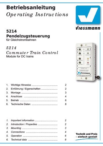 5214 Commuter Train Control - Viessmann Modellspielwaren GmbH