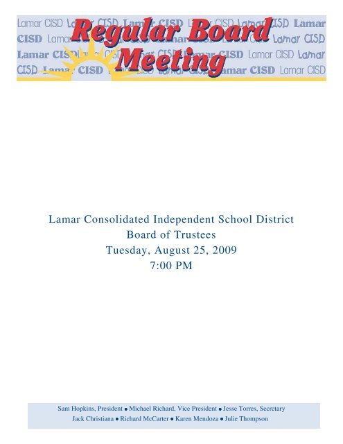 Regular Meeting - District Information - Lamar Consolidated Isd