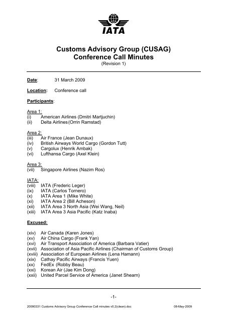 Customs Advisory Group (CUSAG)