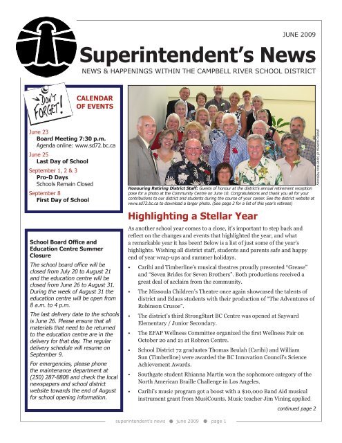 Superintendent's News - School District 72 Home - Campbell River ...