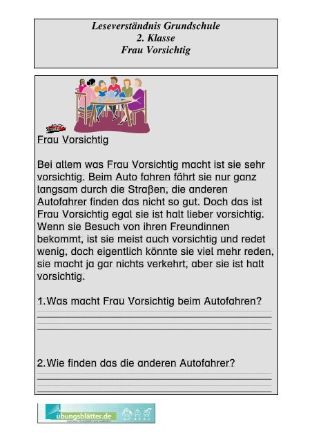 Lesetexte 2 Klasse Frau Vorsichtig