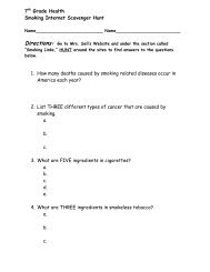 7th Grade Health Smoking Internet Scavenger Hunt 1. How many ...