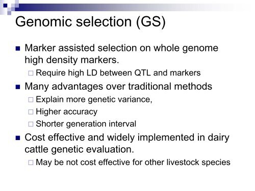 Genomic Selection Using Best Linear Unbiased Prediction with a ...