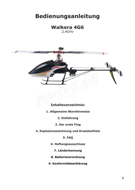 Bedienungsanleitung Walkera 4G6 - RC-Toy