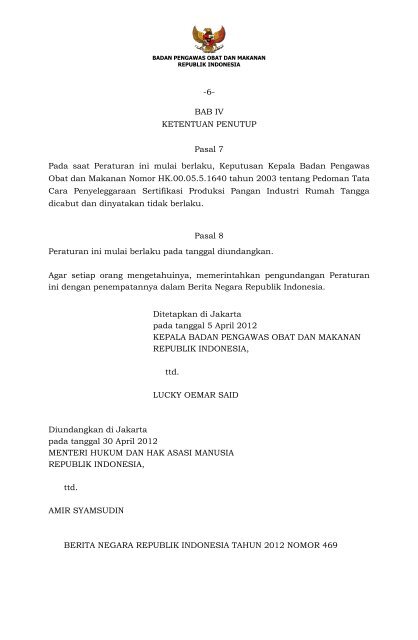 versi PDF - Sistem Keamanan Pangan Terpadu - Badan POM