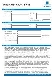 Windscreen Report Form - Aviva