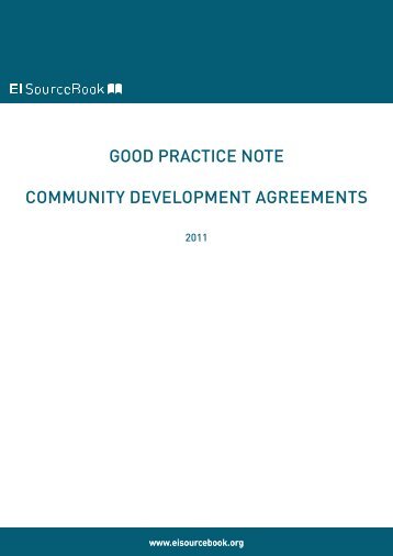good practice note community development agreements - SDSG