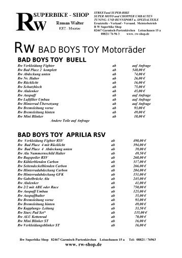 RwBAD BOYS TOY Motorräder - Rw Superbike Shop